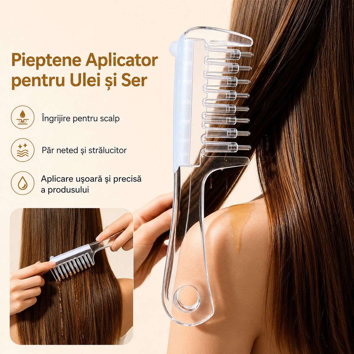 Pieptene Aplicator Ser/Ulei Capilar