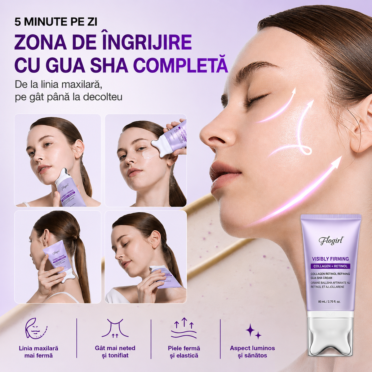 Cremă Gua Sha cu Colagen și Retinol pentru Fermitate